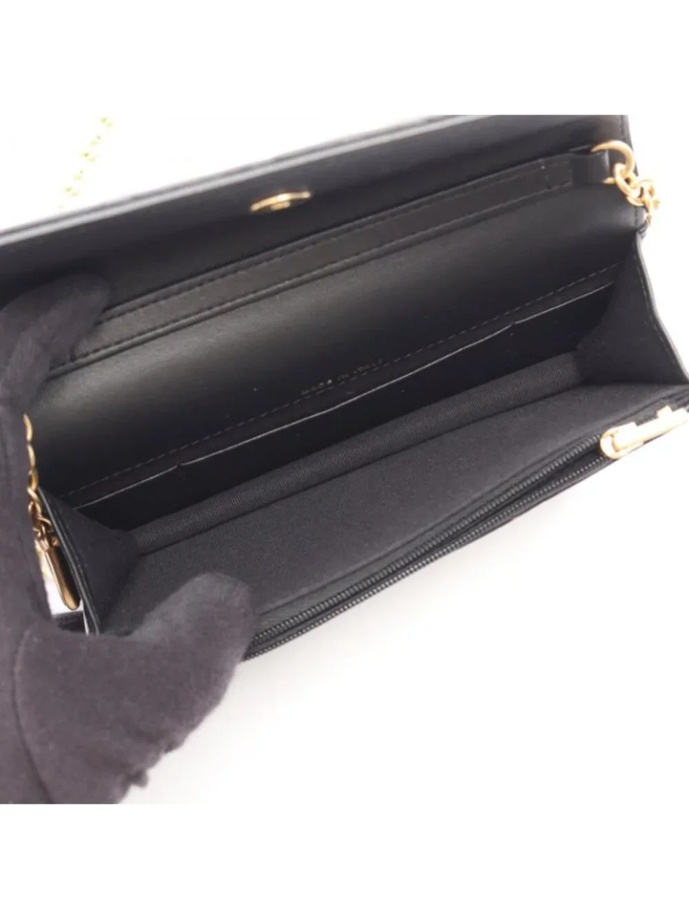 Chanel Shoulder Bag Quilted Black Lambskin Phone Case Chain Wallet